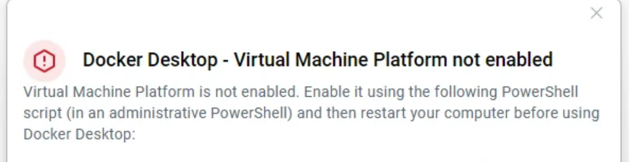 Portada: Docker: error "Virtual Machine Platform not enabled"